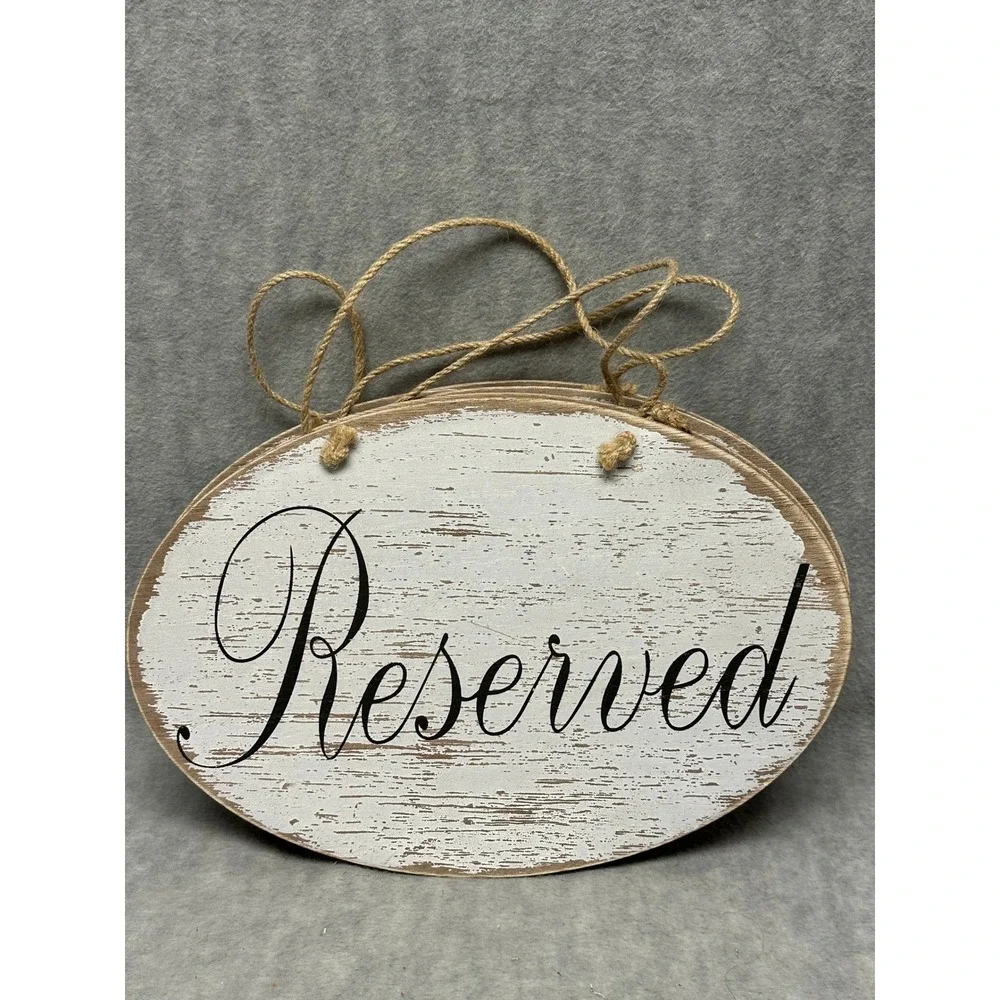 Reserved Signs Set of 5‎ Home Decor White Distressed Rustic Wood Oval New